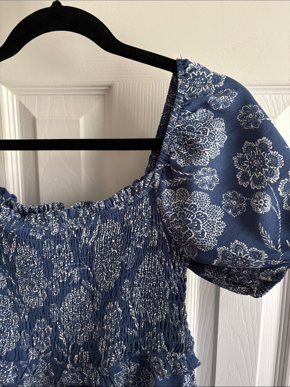 Monteau Blue Floral Smocked Mini Dress - Picture 3 of 6